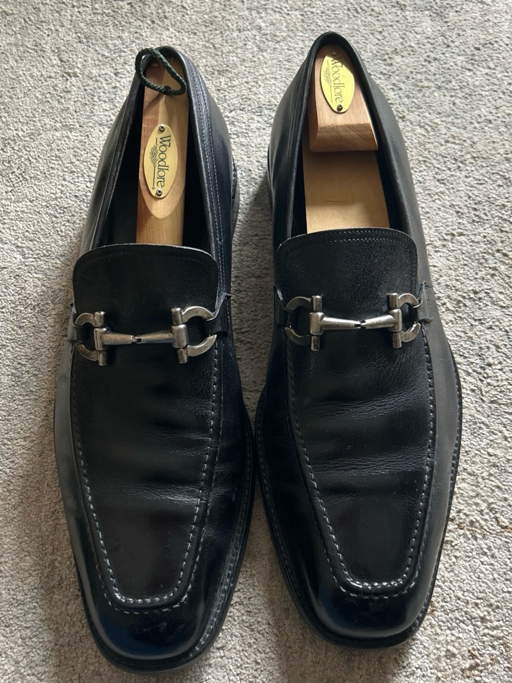 Salvatore Ferragamo Black Leather Horsebit Loafers